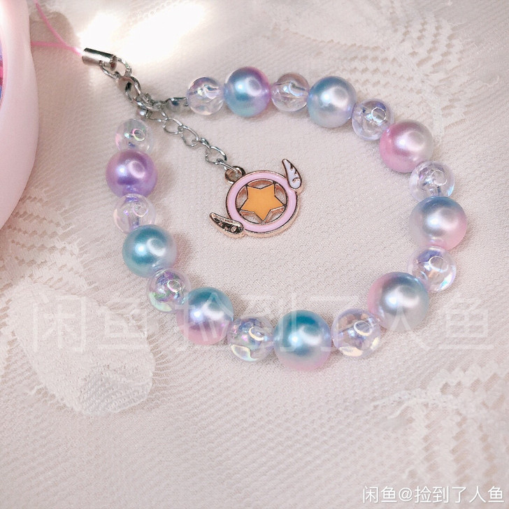 拓麻歌子手机挂绳，渐变珍珠少女感挂绳