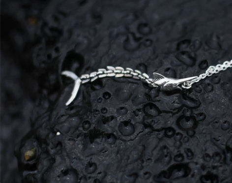 《老人与海》925纯银马林鱼骨项链女励志情...