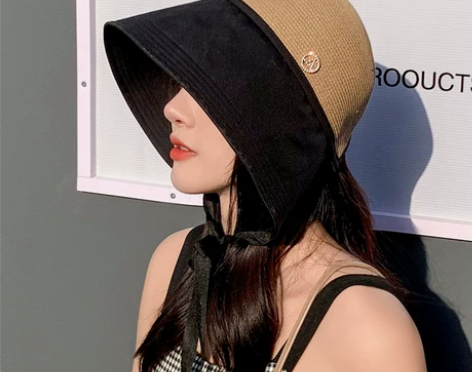 草帽女春秋季夏天水桶帽防晒遮阳帽日系文艺百...