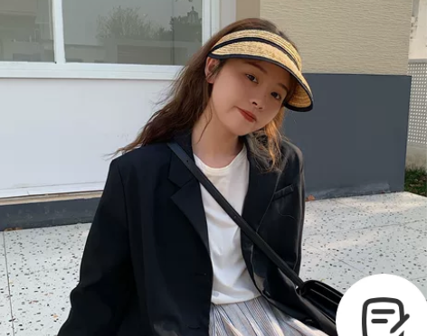 丁走走/时尚麦秆空顶草帽子女网红同款度假防...