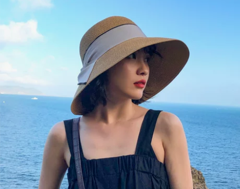 ins款草帽女夏天可折叠沙滩帽女度假遮阳帽...