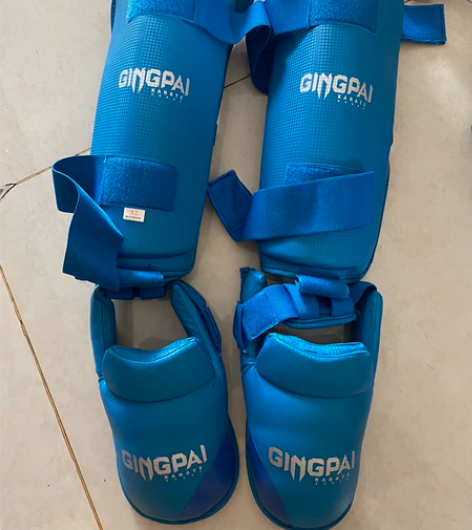 竞派空手道护腿连脚护脚套护臂护脚空手道护具...