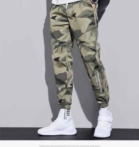 迷彩裤男潮流工装裤男长裤束脚裤男宽松裤子男...