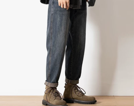 棉公元2022秋冬季哈伦牛仔裤男宽松复古做...