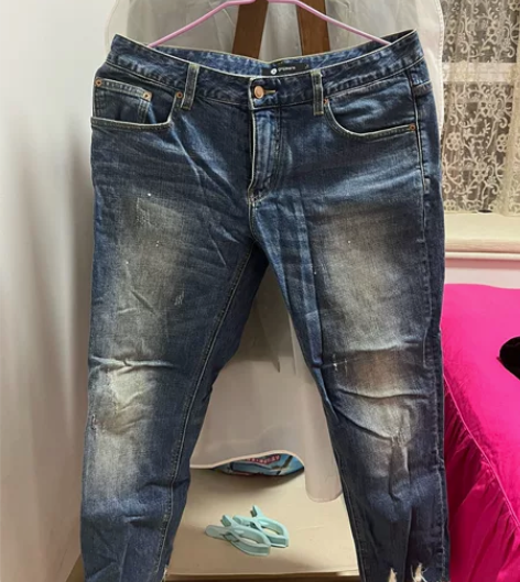 gxg jeans 水洗牛仔裤男 破洞做旧...