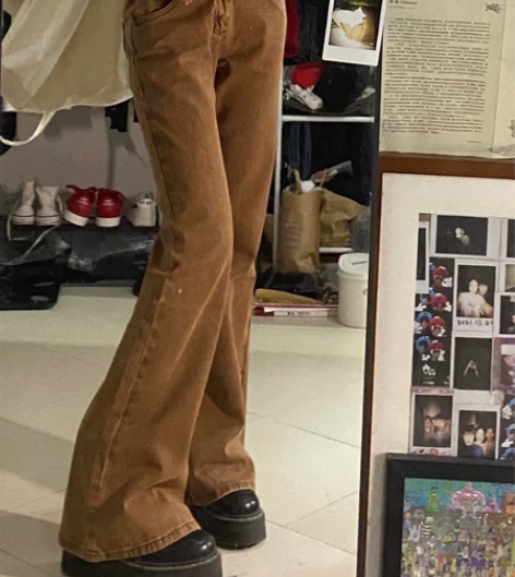 【礼遇价】高腰喇叭牛仔裤女夏季显瘦复古美式...