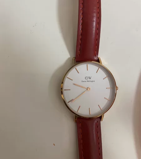 正品正品 DW手表简约女表   红色皮带石...