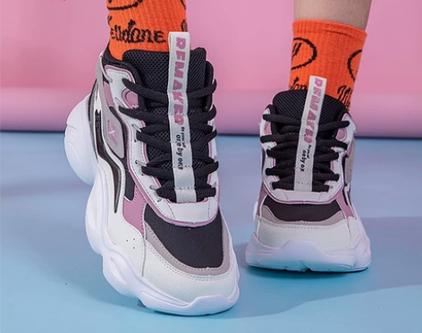 ?紫色乔丹女鞋老爹鞋2022春季新款女厚底...