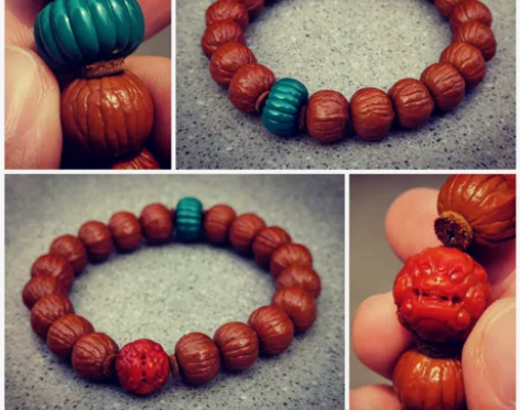 原桩土豪猴头 搭配地狱级色系绿松瓜珠 搭配...