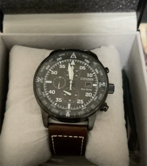 CITIZEN西铁城光动能小牛皮夜光防水运...