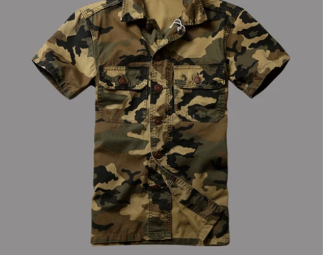 美式复古迷彩服工装衬衫短袖外套男夏季新款夹...
