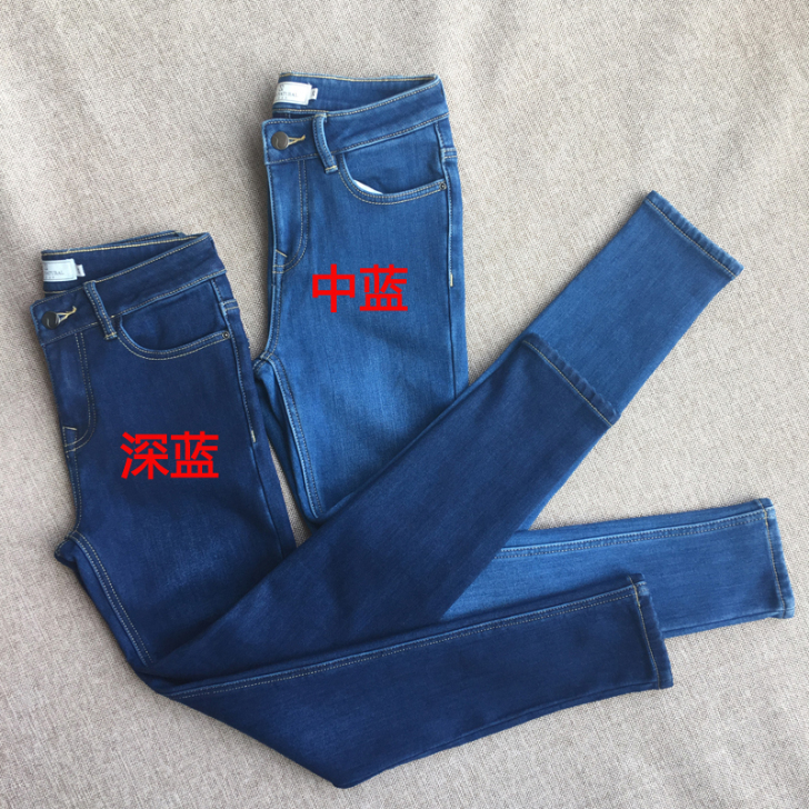 中高腰紧身弹力加绒牛仔裤克重520-620...
