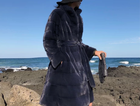 付智恩貂皮大衣女款整貂进口水貂皮草长款大裙...