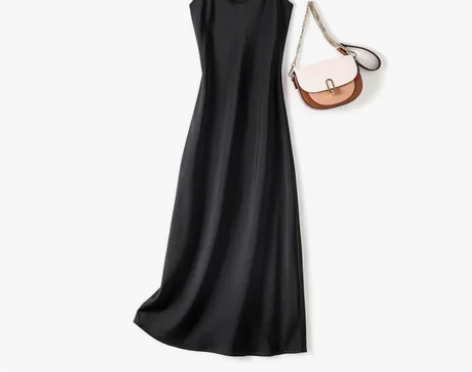 法式含真丝醋酸缎面长款单背心吊带裙女内衬打...