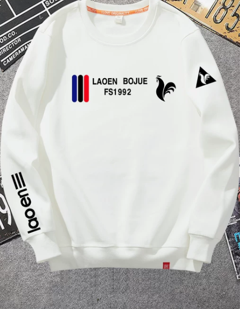 法国公鸡卫衣男春秋季宽松大码圆领纯棉加绒加...