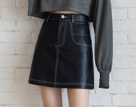 ?全新！！小皮裙半身裙女春秋2022新款显...