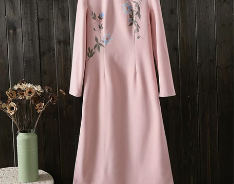 佛笑缘中国风禅意女装改良旗袍长裙立领长袖文...