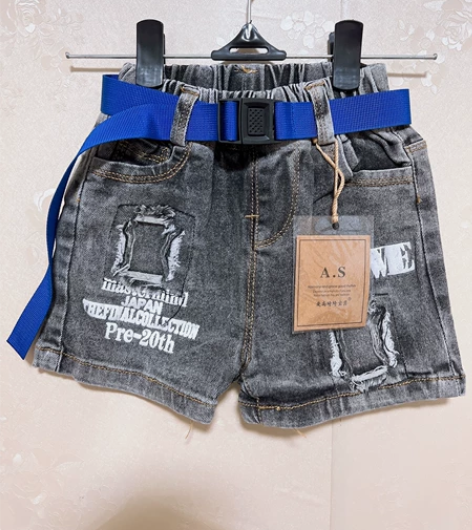 烟灰色牛仔短裤 送腰带 全新90码 裤子标...