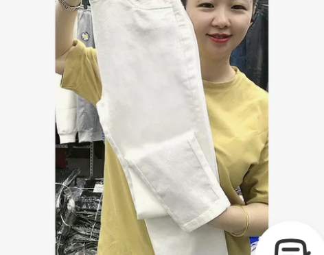 白色牛仔裤女2022春夏装新款重工烫钻高腰...
