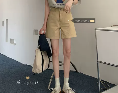 运动短裤女夏季宽松阔腿裤高腰显瘦休闲裤复古...