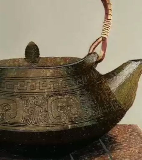 清仓丝线刺绣画《铜壶》尺寸42*42，立体...