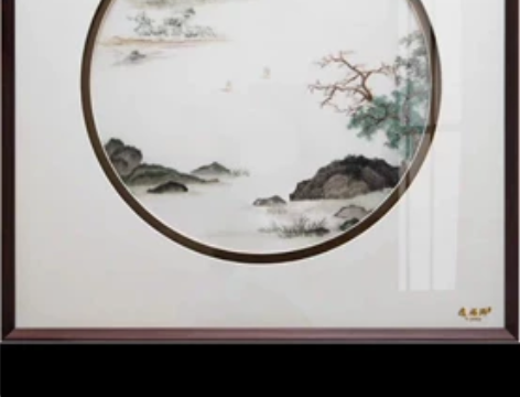 新中式刺绣装饰画苏绣成品中式玄关茶室挂画水...