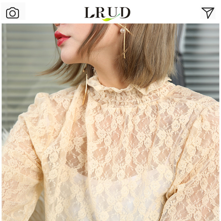 【双11狂欢价】LRUD蕾丝衫女2018秋...