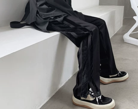 ?黑暗系男装oldschool裤子男直筒宽...