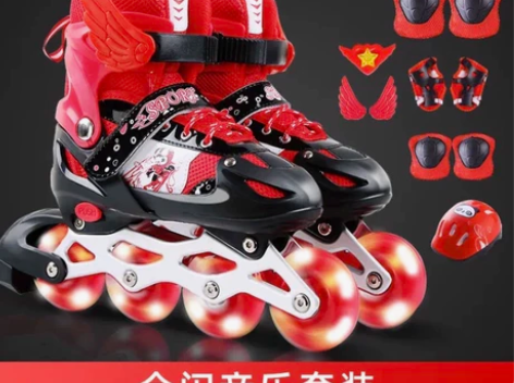 ?溜冰鞋套装成人男童女童直排轮滑冰鞋旱冰鞋...