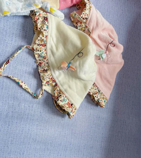 春秋女宝宝渔夫帽 ins小清新系带小碎花防...