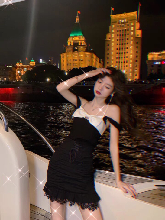 范智乔 辣妹上衣女夏设计感小众外穿高级感黑...