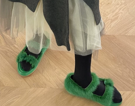 MONA同款露趾毛毛凉鞋女2020羊皮毛一...