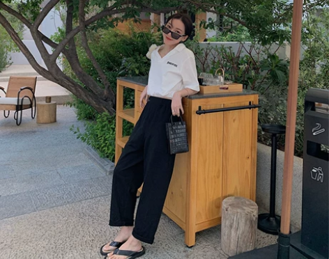 小宜定制【登机裤2.0】高腰阔腿裤女夏季休...