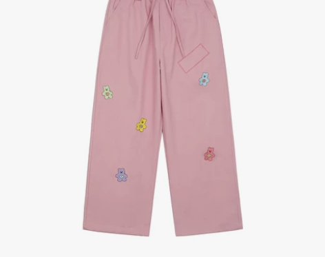 粉色阔腿裤女直筒宽松日系oversize裤...