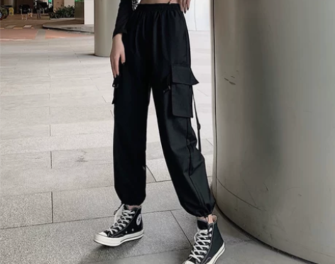 【火拼价】帅气工装裤女宽松黑色运动秋冬加绒...