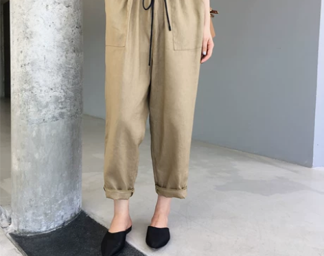 ◆ANNA◆复古亚麻宽松萝卜裤显瘦休闲棉麻...