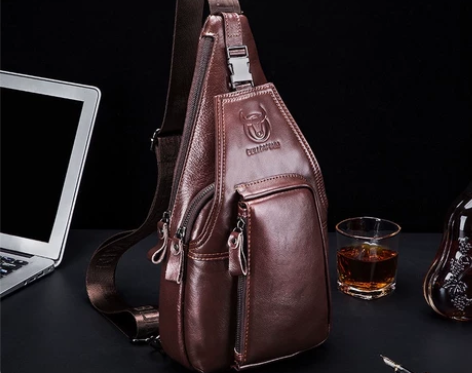 牛船长胸包男运动休闲复古背包单肩斜挎多功能...