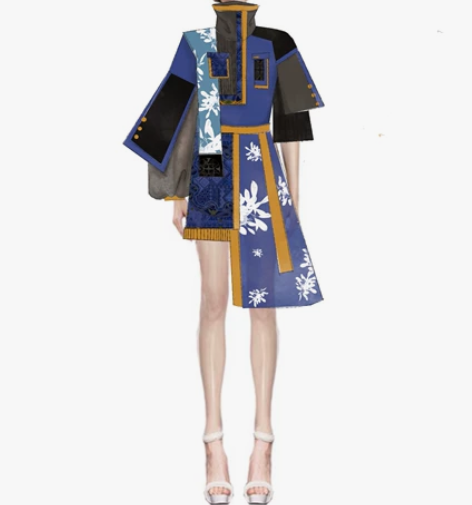 服装设计效果图 款式图 结构图  效果图可...