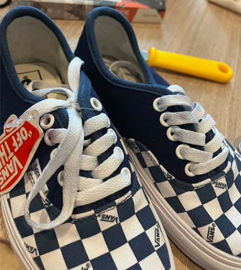 微瑕清仓白菜处理万斯vans全新蓝白格子3...