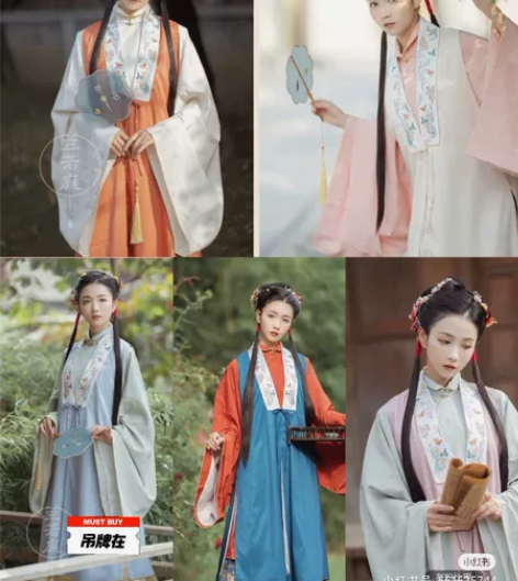 兰若庭 汉服 长比甲 双层 暗纹 绣花 明...