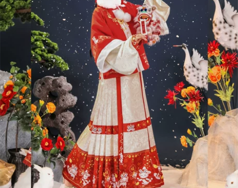 [嗨皮兔]茗月萱明制拜年服方领加绒披袄马面...