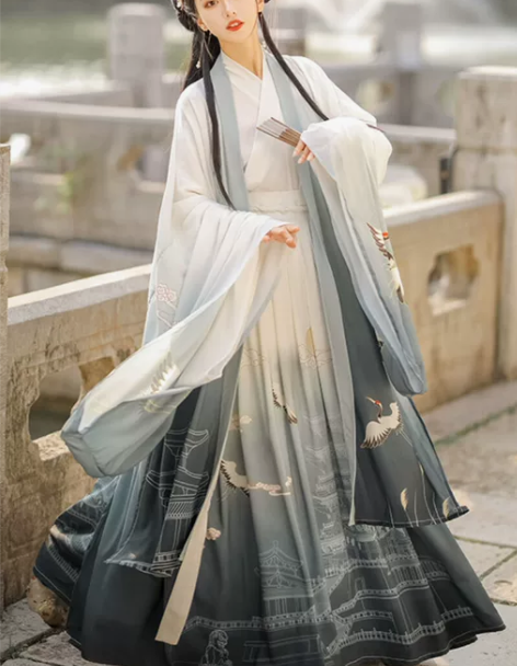 原创滕王阁汉服女正品中国风晋制白菜全套