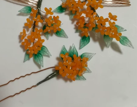 丹桂桂花簪子中秋时节小花钗小发梳琉璃套装 ...