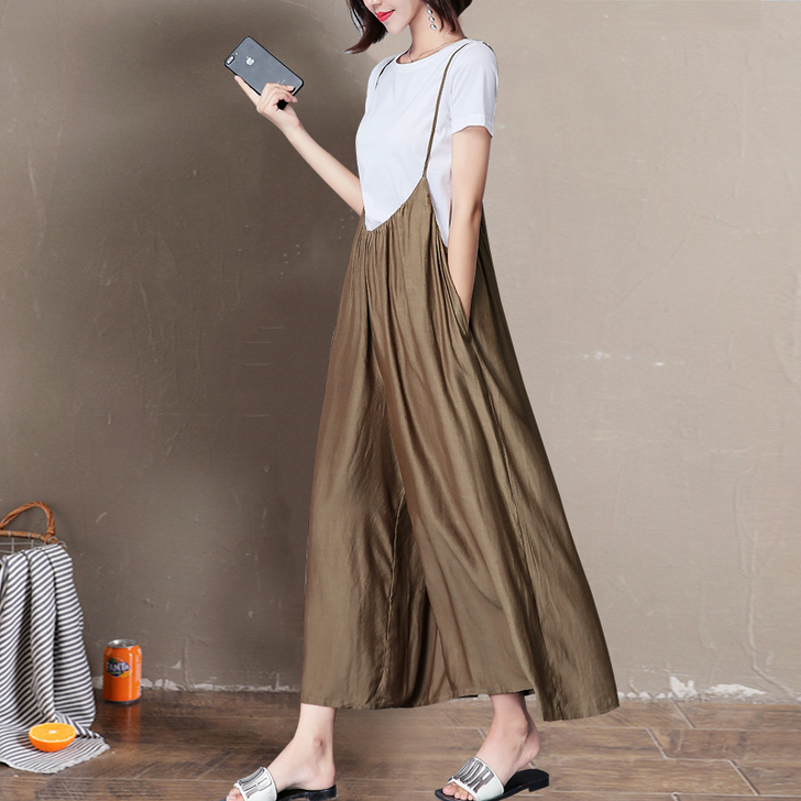 减龄连体阔腿裤女夏薄款裤子2021新款韩版...