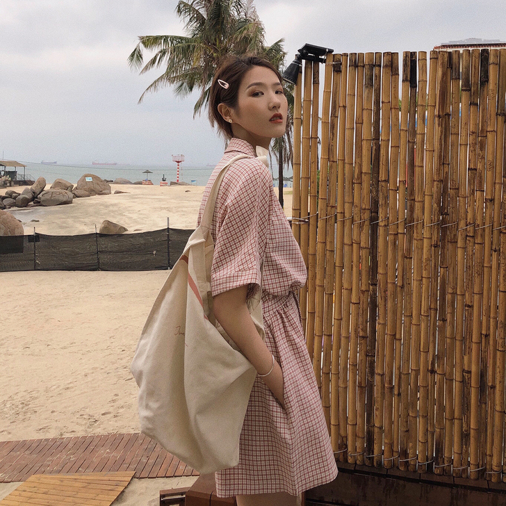 jmwomen格子连体裤女夏季2019新款...