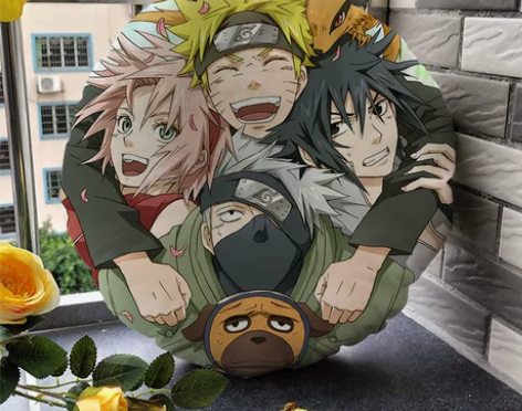火影忍者圆形抱枕鸣人宇智波鼬 佐助动漫靠枕...