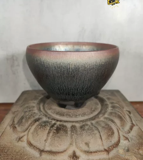陈国飞，建盏，松影，带泪，钵形 内外毫丝纤...