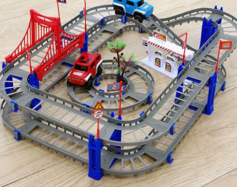 童励轨道车网红抖音小火车百变电动小汽车套装...