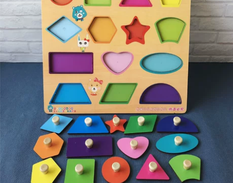 木质幼儿童蒙氏早教益智拼图形状配对嵌板认知...