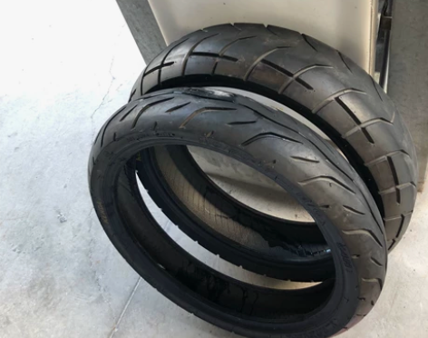 3000公里换下来的飞鹰r25原装建大轮胎...